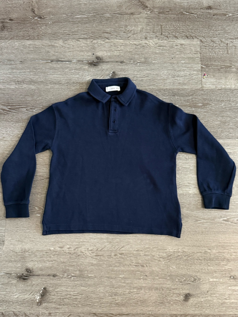 Mango Kids Navy Long-Sleeve Polo | 
Size 7-8